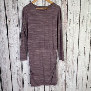 Athleta Beyond Soft Avenues Dress Size Small Dusty‎ Plum Space Dye Long Sleeve